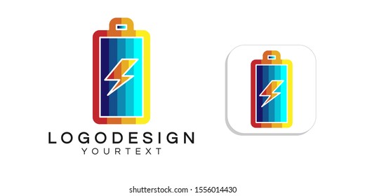 battery logo design. icon app smartphone color full