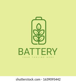 Battery Logo Design With a Leaf Icon