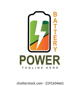 Battery Logo Design, Technology Charging Illustration, Company Brand Vector