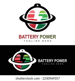 Battery Logo Design, Technology Charging Illustration, Company Brand Vector
