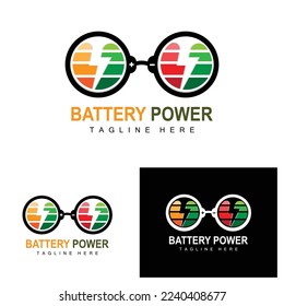 Logo-Design für Batterien, Illustration zum Aufladen von Technologie, Vektorgrafik für Firmenmarken