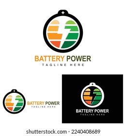 Logo-Design für Batterien, Illustration zum Aufladen von Technologie, Vektorgrafik für Firmenmarken