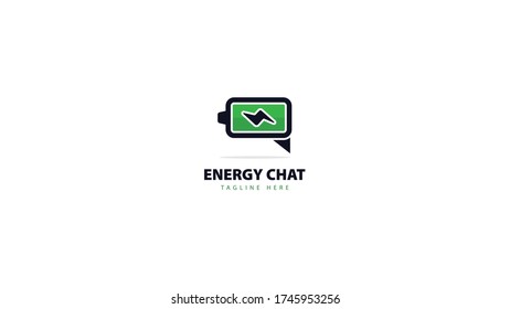 Battery logo design that symbolizes energy combined with chat. vector