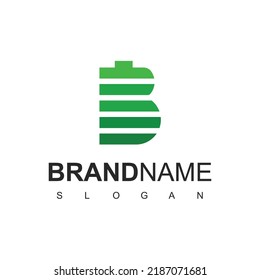 Battery Logo Green Energy Concept using Battery And B Initial Icon