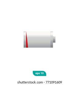 Battery low icon, charge symbol. Flat vector sign isolated on white background. Used for web and graphic design, mobile app etc