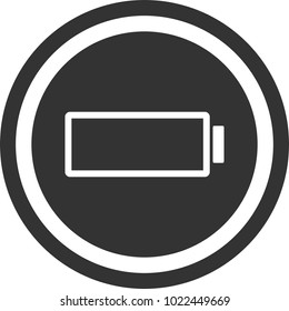 Battery low icon, circle sign