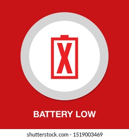 Battery low icon, energy symbol, battery charge