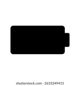 Battery low level icon vector, black silhouette flat symbol for energy status, charging indicator and power concept