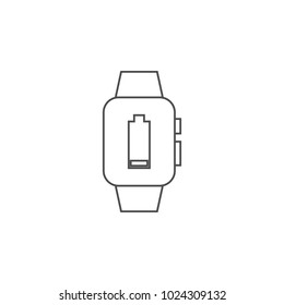 battery low on a smart watch icon. Element for mobile concept and web apps. Thin line icon for website design and development, app development. Premium icon on white background