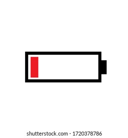 Battery Low Red Icon Vector Template