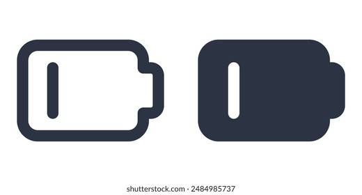 Batterie niedrig einfache Icons Set in gefüllt, Umriss, Linie und Kontur Stil