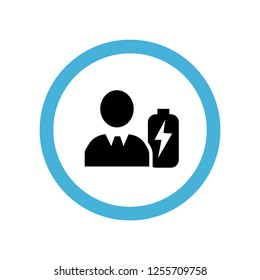 battery in man head icon symbol. Premium quality isolated battery in man head vector icon in trendy style. battery in man head element.