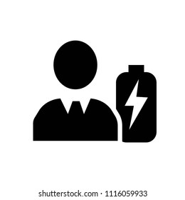Battery in man head icon vector icon. Simple element illustration. Battery in man head symbol design. Can be used for web and mobile.