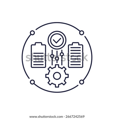 battery management, BMS icon, line design on white