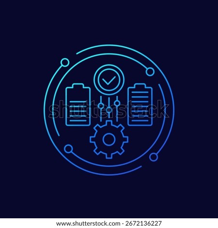 battery management, BMS icon in linear design