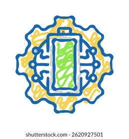 battery management energy doodle icon sketch vector. battery management energy sign. isolated symbol illustration