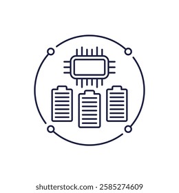 battery management system, BMS line icon