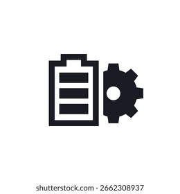 icono del sistema de gestión de la batería, pictograma BMS en blanco