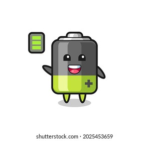 battery mascot character with energetic gesture , cute style design for t shirt, sticker, logo element