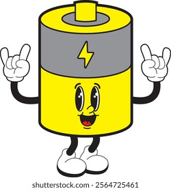 BATTERY MASCOT VINTAGE CARTOON RETRO