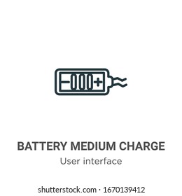 Battery medium charge outline vector icon. Thin line black battery medium charge icon, flat vector simple element illustration from editable user interface concept isolated stroke on white background