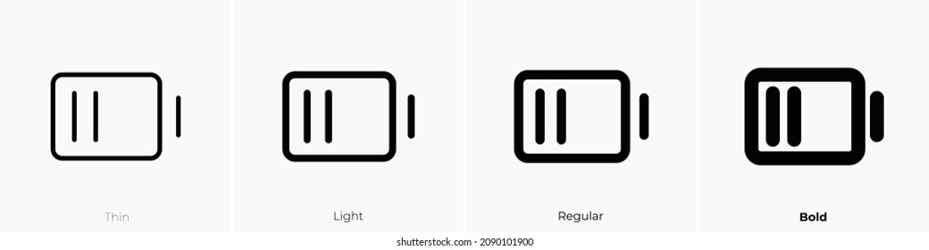 battery medium icon. Thin, Light Regular And Bold style design isolated on white background