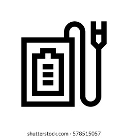 Battery mini line, icon, background and graphic. The icon is black and white, linear  flat, vector, pixel perfect, minimal, suitable for web and print. 