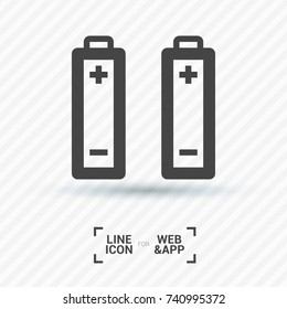 Battery minimal vector icon. Accumulator flat line icon for websites and mobile minimalistic flat design.
