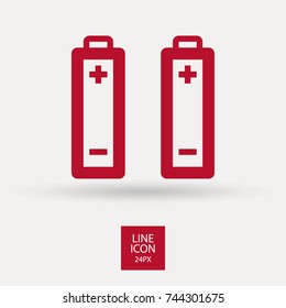 Battery minimal vector icon. Accumulator flat line icon for websites and mobile minimalistic flat design.