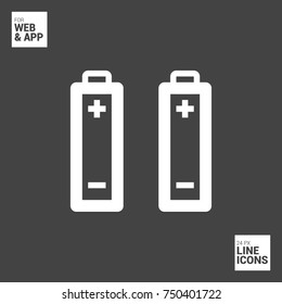 Battery minimal vector icon. Accumulator flat line icon for websites and mobile minimalistic flat design.