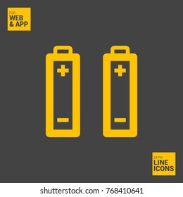 Battery minimal vector icon. Accumulator flat line icon for websites and mobile minimalistic flat design.