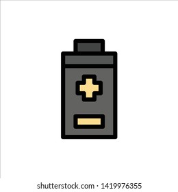 Battery, Minus, Plus  Flat Color Icon. Vector icon banner Template