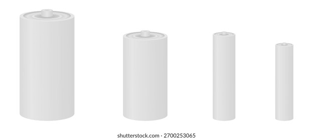 Ilustración vectorial de conjunto de maqueta de batería aislada sobre fondo blanco.