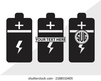 Battery Monogram SVG Printable Vector Illustration