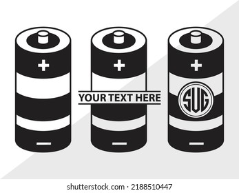 Battery Monogram SVG Printable Vector Illustration