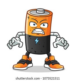 battery monster mascot vector cartoon illustration