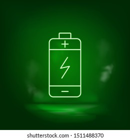 Battery neon vector icon. Save the world, green neon.