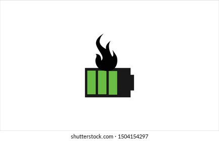 Battery on file flat logo icon 