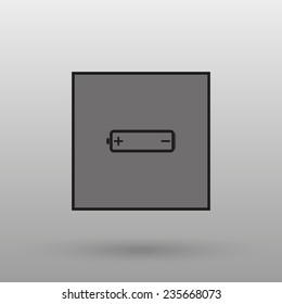 battery on a gray background with shadow. vector