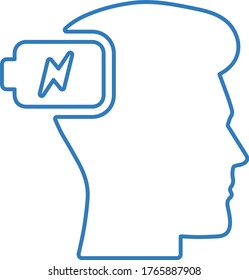 Battery on head line icon, Brain refresh