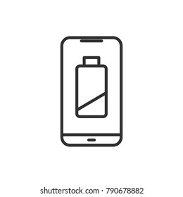 The battery on the smartphone. linear icon. Line with Editable stroke