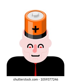 Battery in open head. Charge for brain.  
