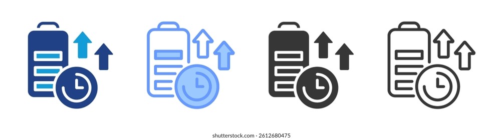 Battery optimization icon set multiple style collection