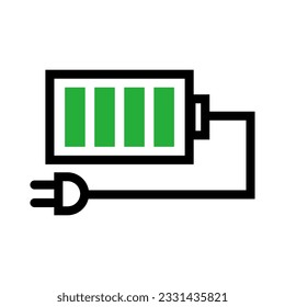 Battery and outlet plug icon. Vector.