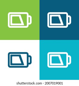 Battery Outline With Charge Flat four color minimal icon set