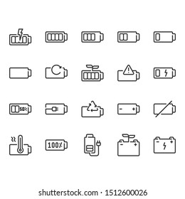 Battery outline icon set.Vector illustration