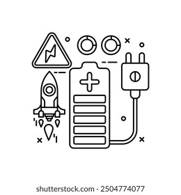 Icono del contorno de la batería, Ilustración vectorial