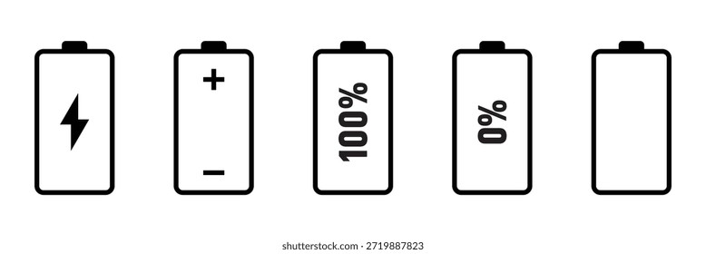Battery outline icon vector on white background