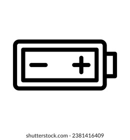 icono del vector de contorno de batería en fondo blanco