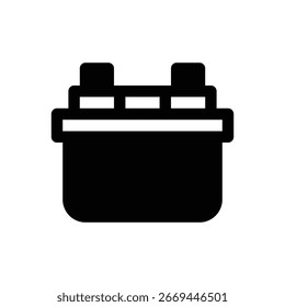 Battery. Outlined stroke vector icon with black-filled details.